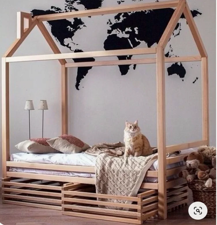 ԵՐԱԶ մահճակալ մեծ տնակ, փայտի գույն 2տ.+.outlet