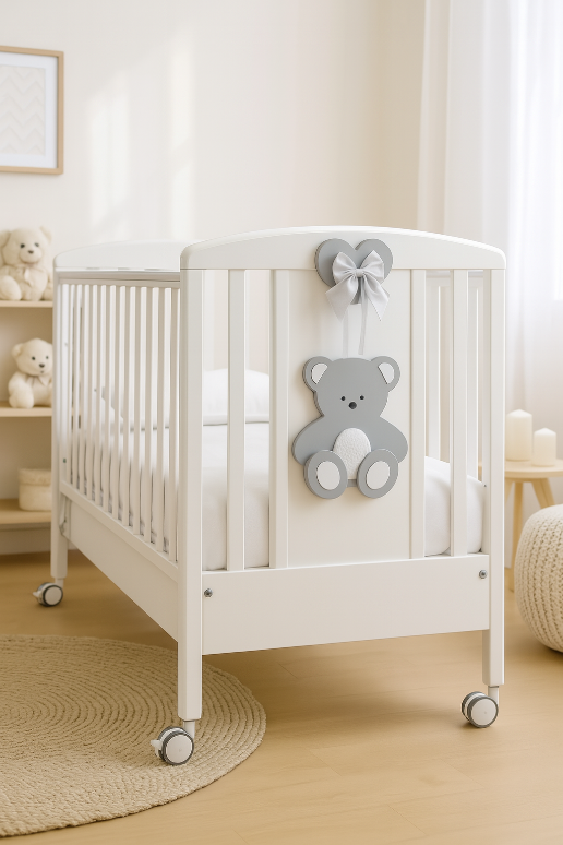 ITAL BABY մահճակալ PELUCHE, մոխրագույն արջուկով