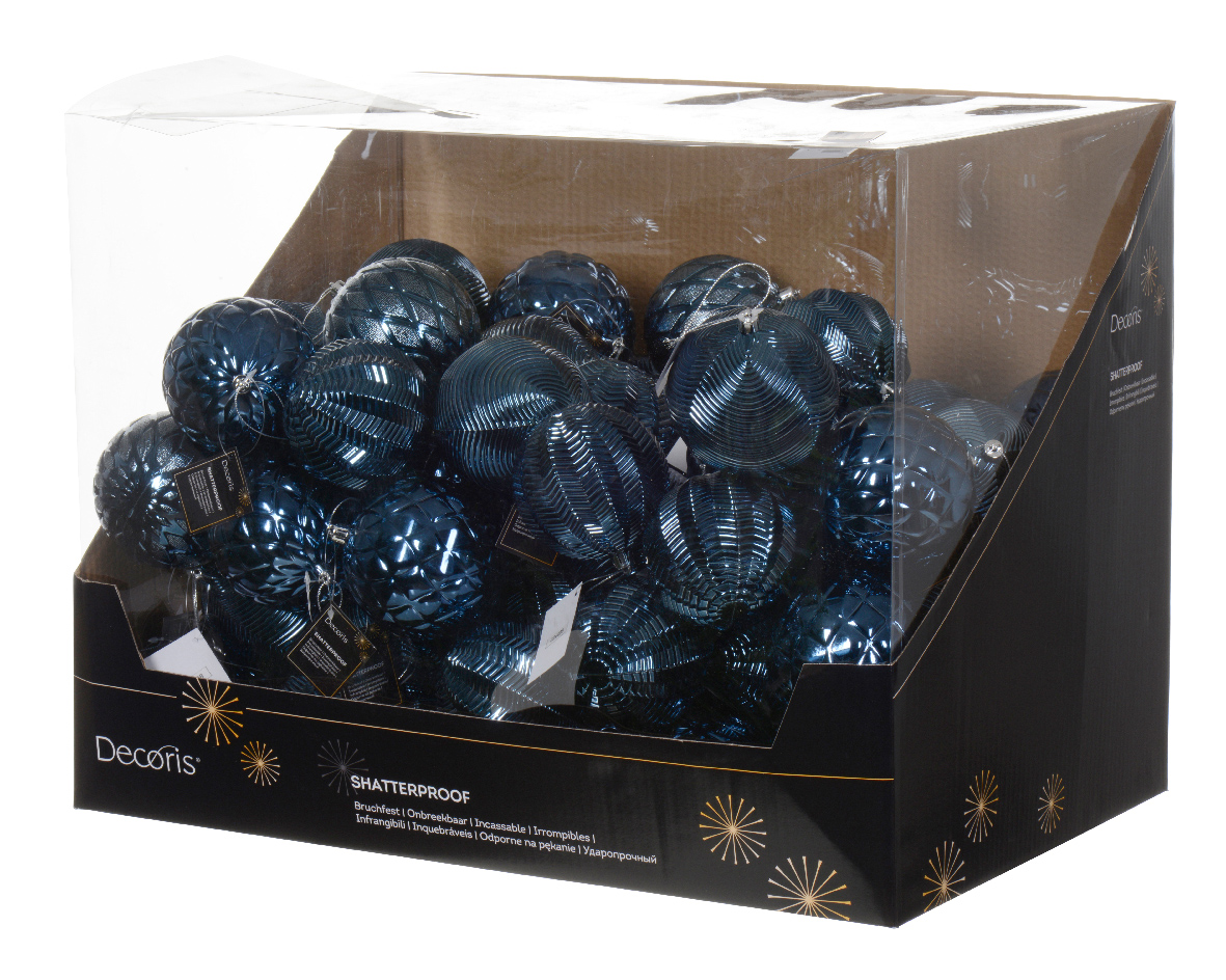 Տոնածառի խաղալիք՝ night blue, նախշերով, 100մմ