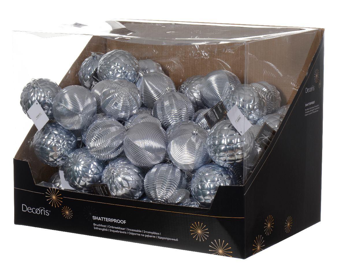 Տոնածառի խաղալիք՝ hazy blue, նախշերով, 100մմ