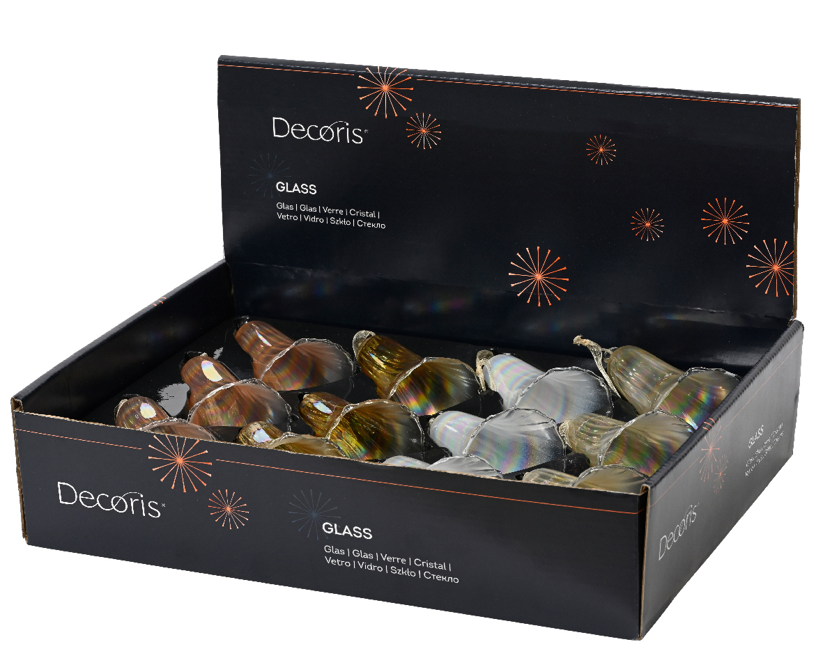 Տոնածառի ապակե խաղալիք, զանգակ, gold/blush pink/white/pearl, 9սմ/Տուփ 12 հատ/