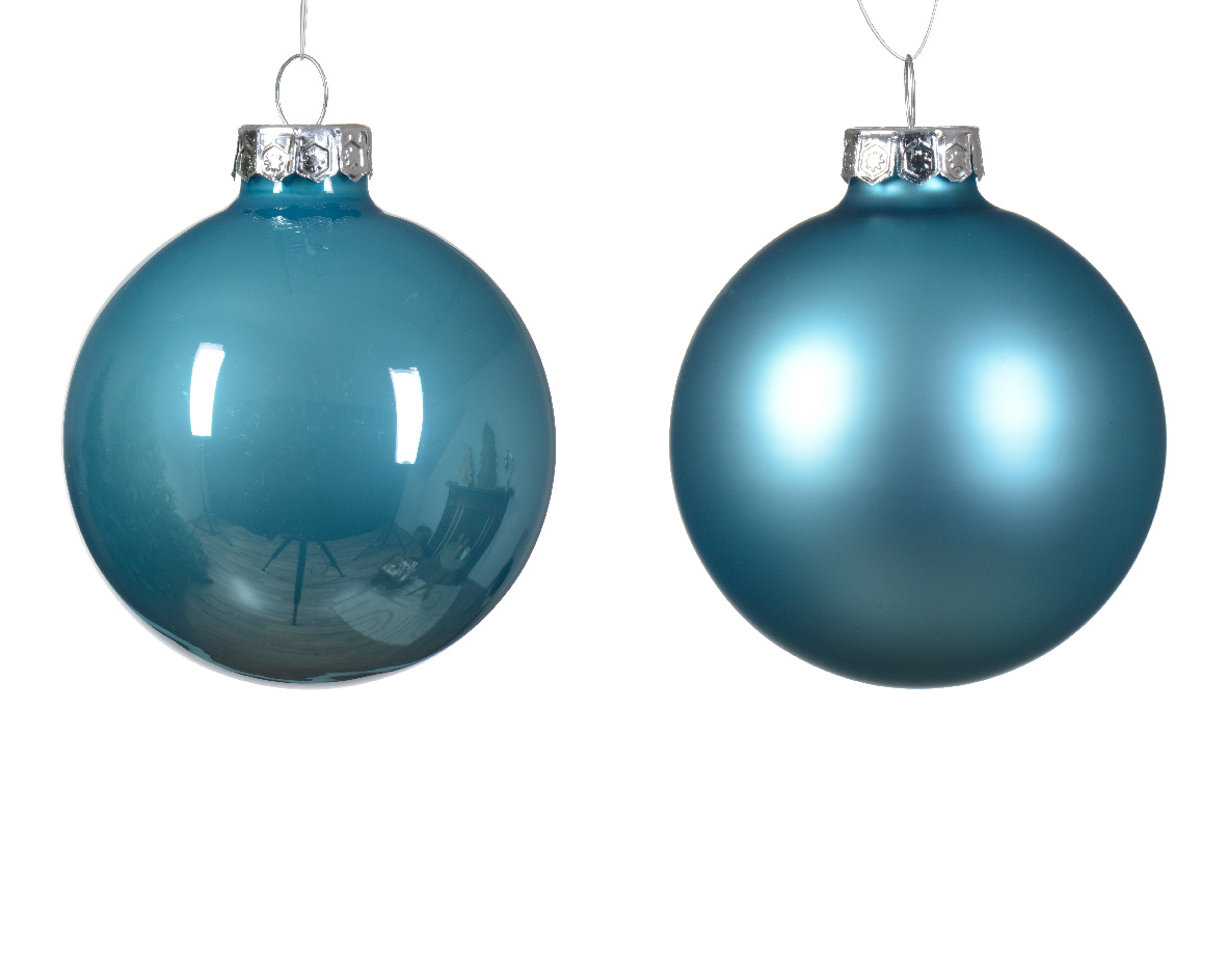 Տոնածառի ապակե խաղալիք, sugar blue, 70մմ/Տուփ 8 հատ/