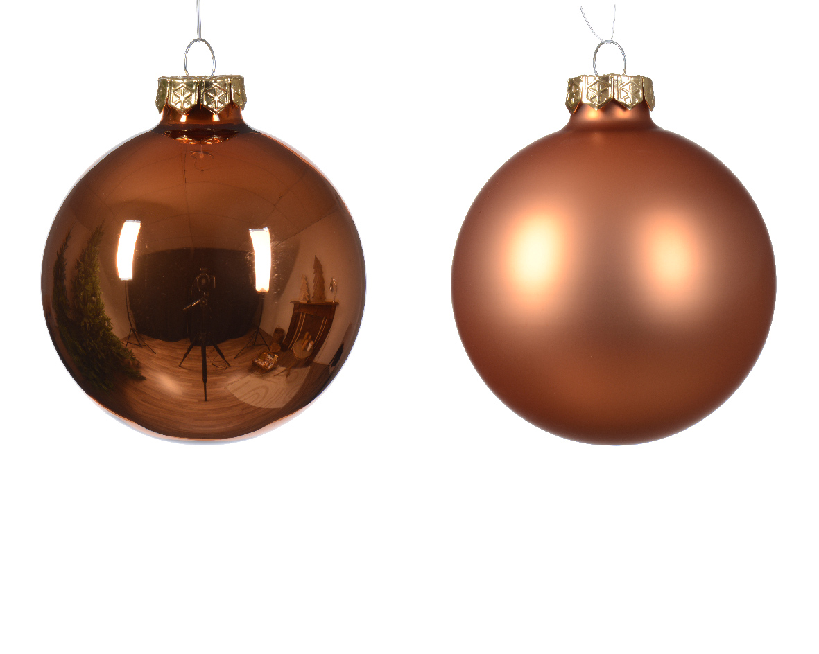 Տոնածառի ապակե խաղալիք, red copper, 80մմ/Տուփ 6 հատ/