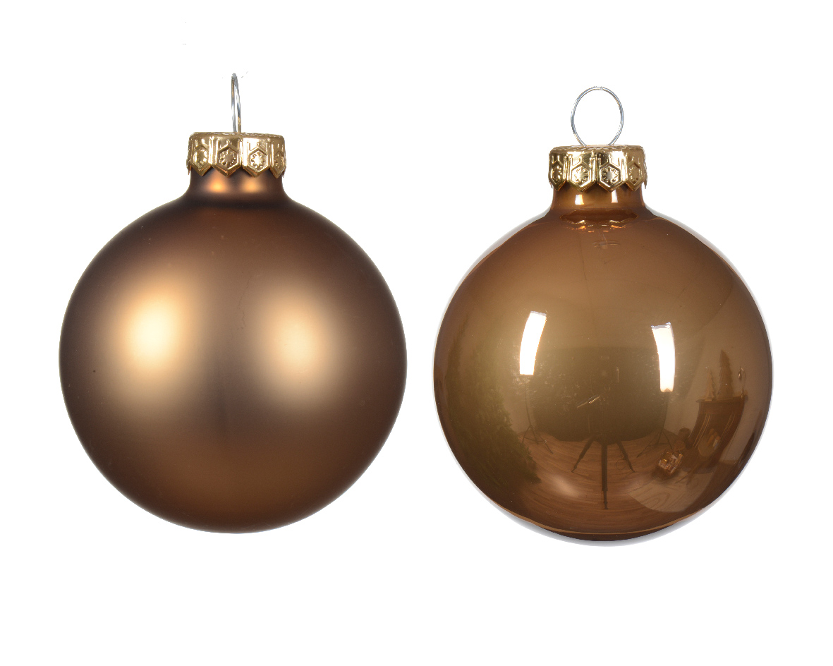 Տոնածառի ապակե խաղալիք, ginger brown, 60մմ/Տուփ 15 հատ/