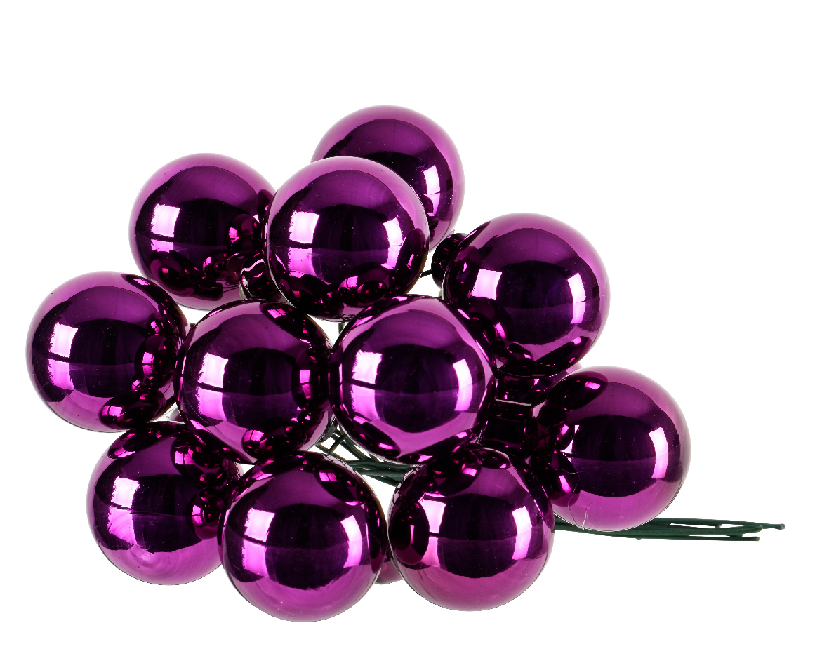 Տոնածառի խաղալիք, փնջով, փայլուն violet, 20մմ /Տուփ 12 հատ/