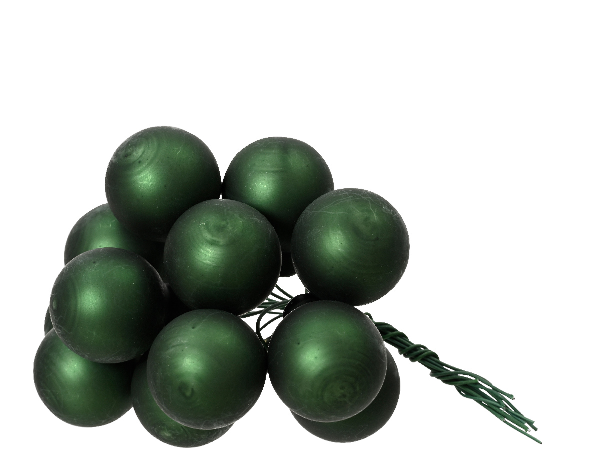 Տոնածառի խաղալիք, փնջով, անփայլ pine green, 20մմ տուփ 12 հատ