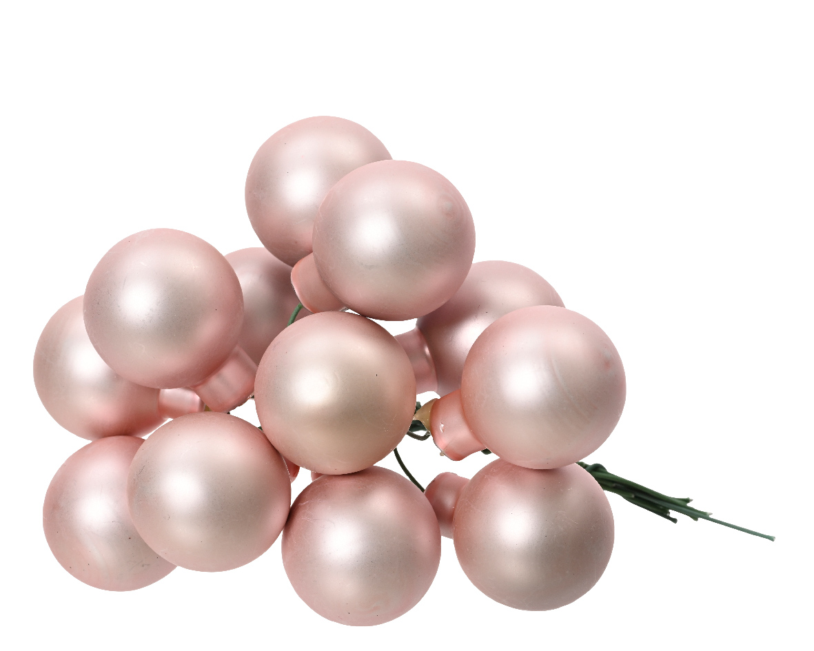 Տոնածառի խաղալիք, փնջով, անփայլ blush pink, 25մմ