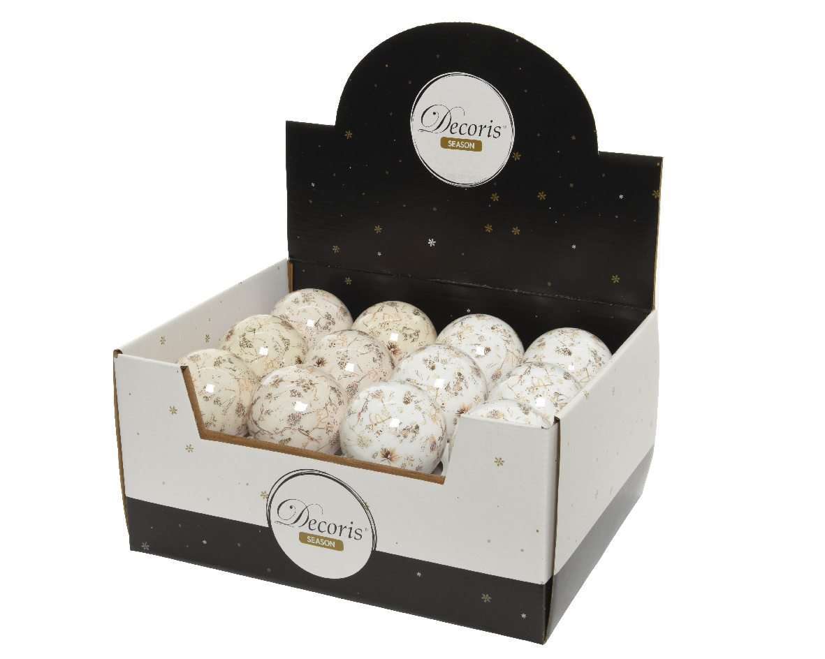 Տոնածառի խաղալիք նկարազարդված ճյուղերով, butterscotch/white, 8սմ