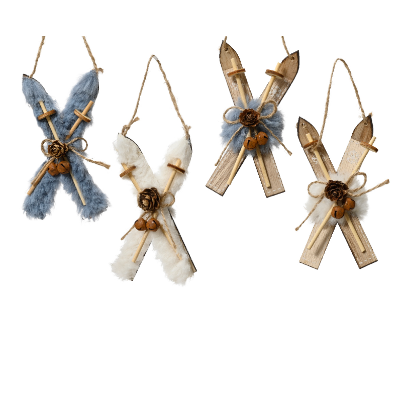 Տոնածառի խաղալիք փայտե դահուկ, 11սմ