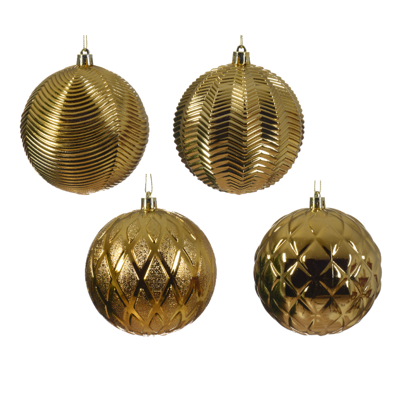 Տոնածառի խաղալիք՝ light gold, նախշերով, 100մմ