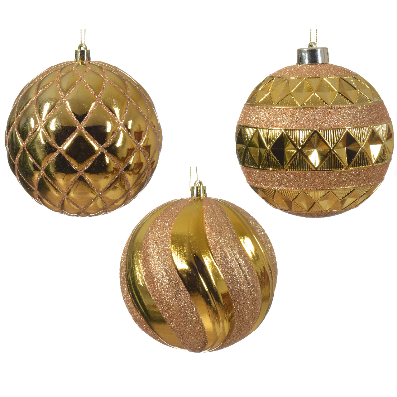 Տոնածառի խաղալիք՝ light gold, նախշերով, 120մմ