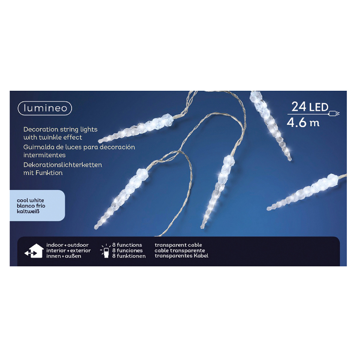 Սառցալուլա լույս, 4.6մ, 24 LED, transparent/cool white