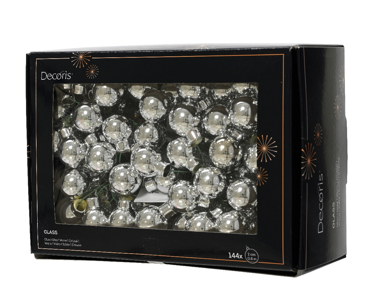 Տոնածառի խաղալիք, փնջով, փայլուն silver, 20մմ