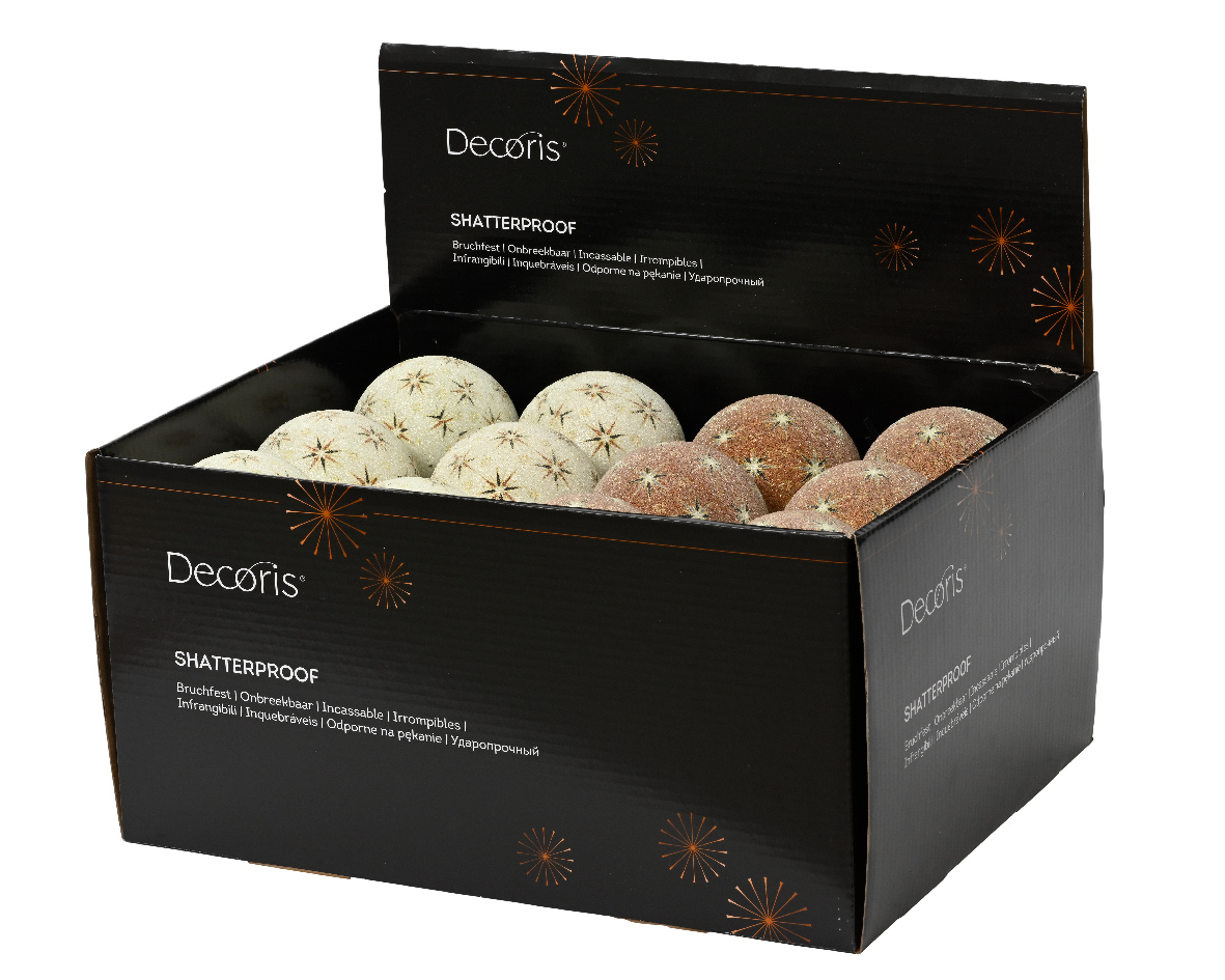 Տոնածառի խաղալիք beige-off white, ոսկեգույն աստղերով, 80մմ