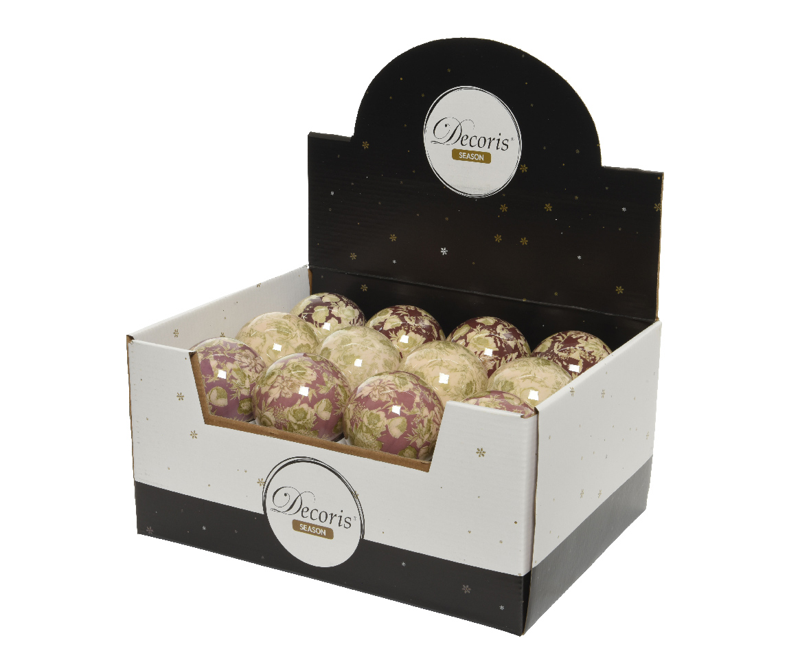 Տոնածառի խաղալիք, փայլուն, ծաղկային նախշով 8սմ