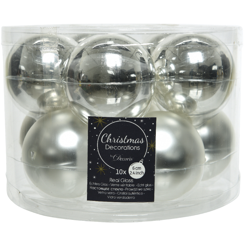 Տոնածառի ապակե խաղալիք, արծաթագույն, mix, 60մմ