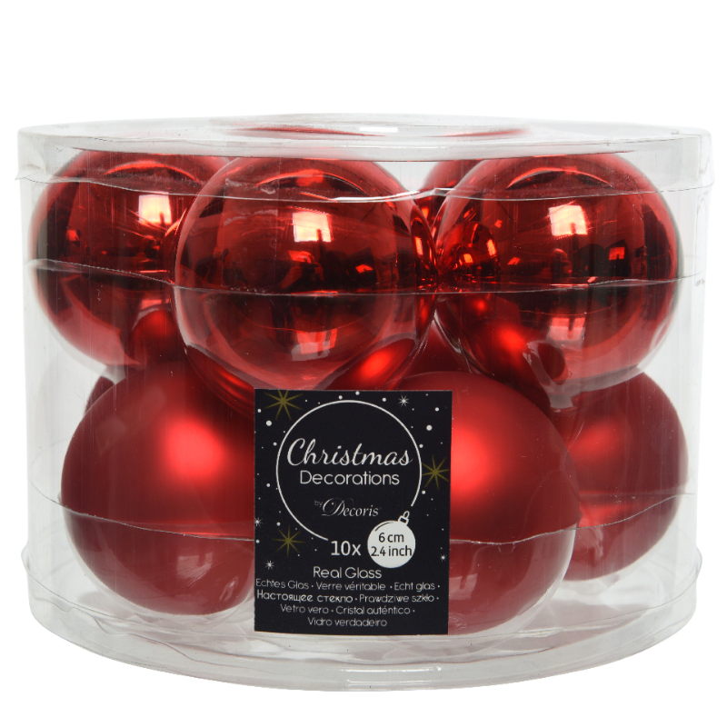 Տոնածառի ապակե խաղալիք, Christmas red, mix, 60մմ