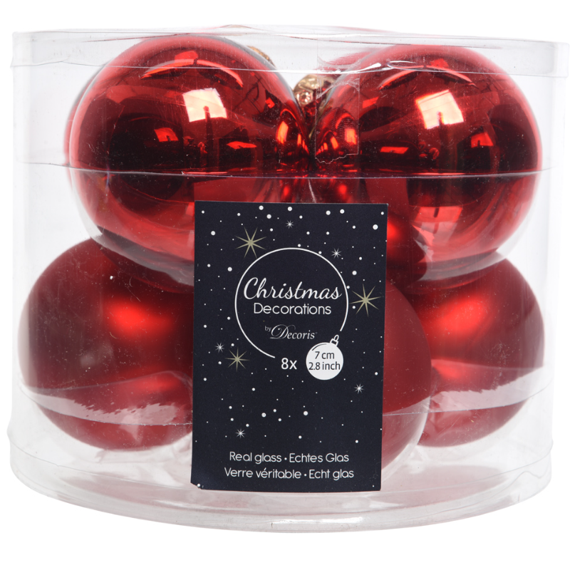 Տոնածառի ապակե խաղալիք, Christmas red, mix, 70մմ