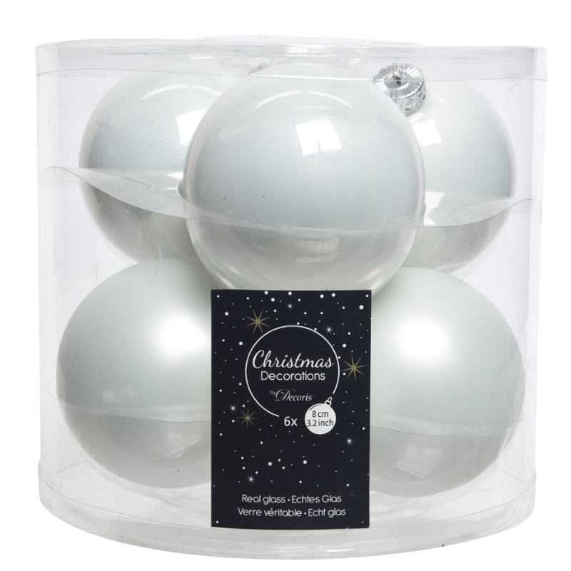 Տոնածառի ապակե խաղալիք, winter white, mix, 80մմ