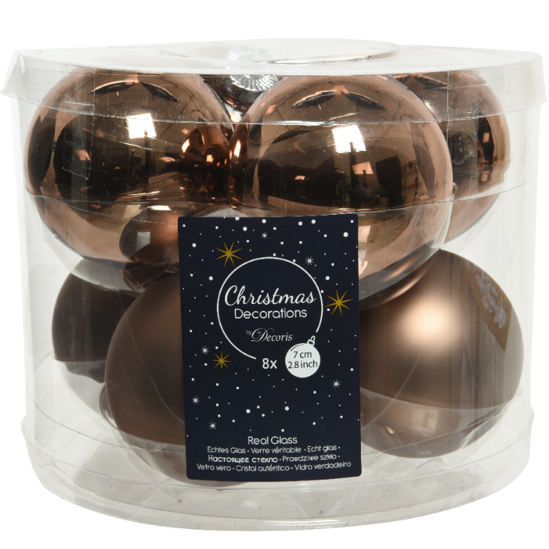 Տոնածառի ապակե խաղալիք, walnut, mix, 70մմ