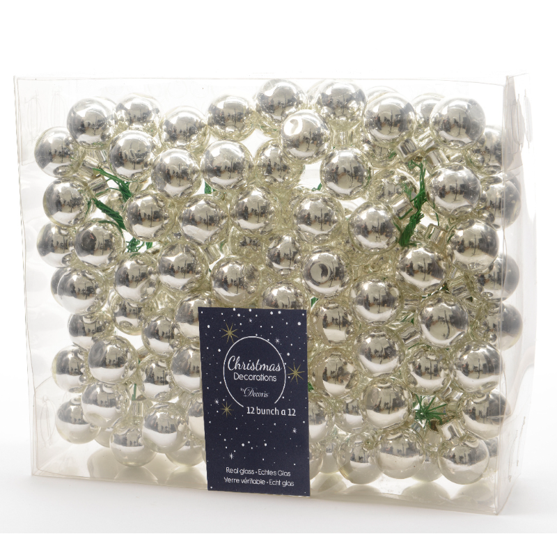 Տոնածառի խաղալիք, փնջով, փայլուն silver, 20մմ