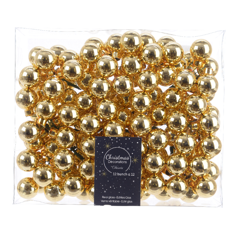 Տոնածառի խաղալիք, փնջով, փայլուն light gold, 20մմ