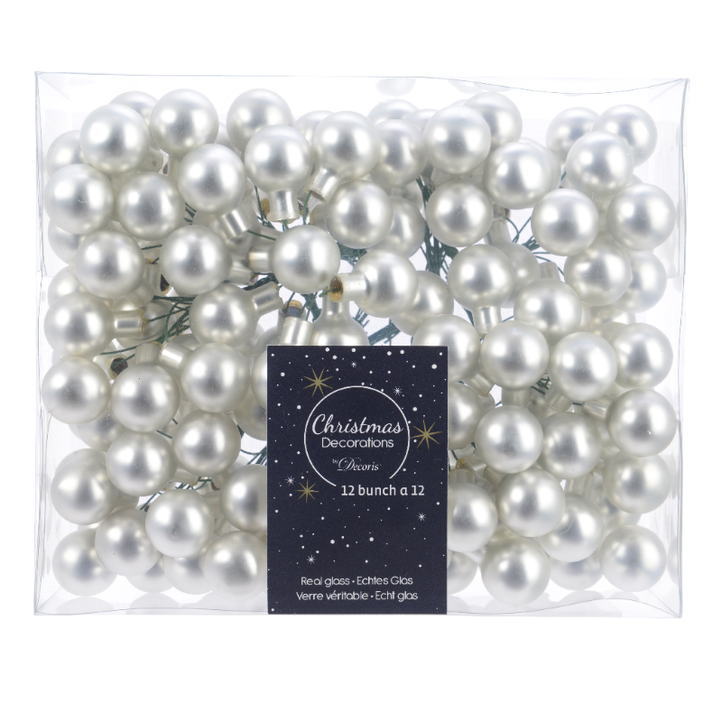 Տոնածառի խաղալիք, փնջով, անփայլ silver, 20մմ