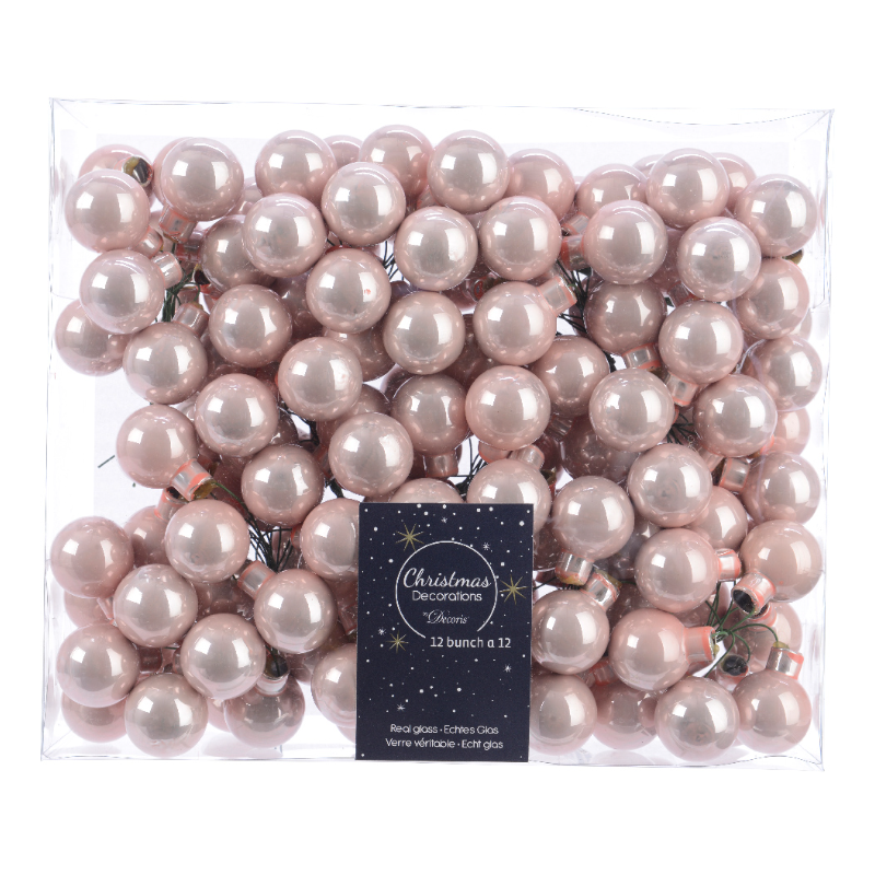 Տոնածառի խաղալիք, փնջով, փայլուն blush pink, 20մմ