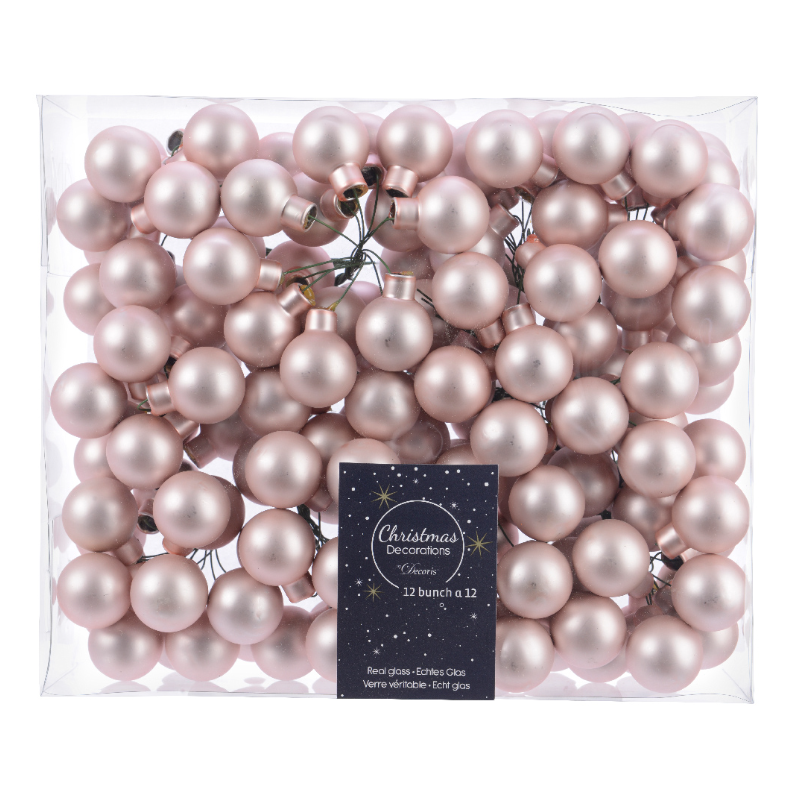 Տոնածառի խաղալիք, փնջով, անփայլ blush pink, 20մմ