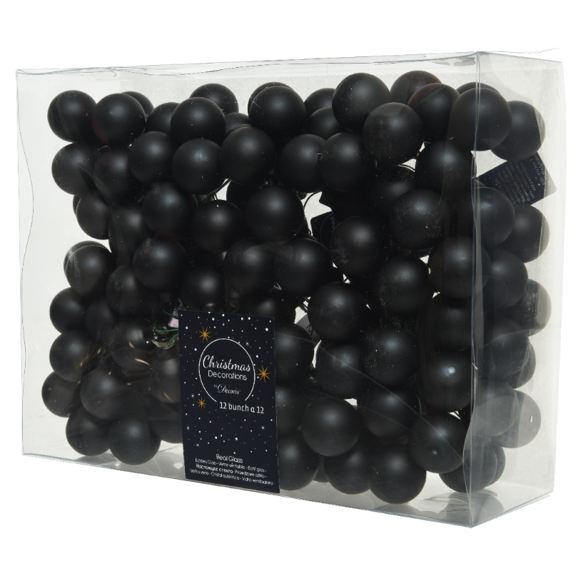 Տոնածառի խաղալիք, փնջով, անփայլ black, 25մմ