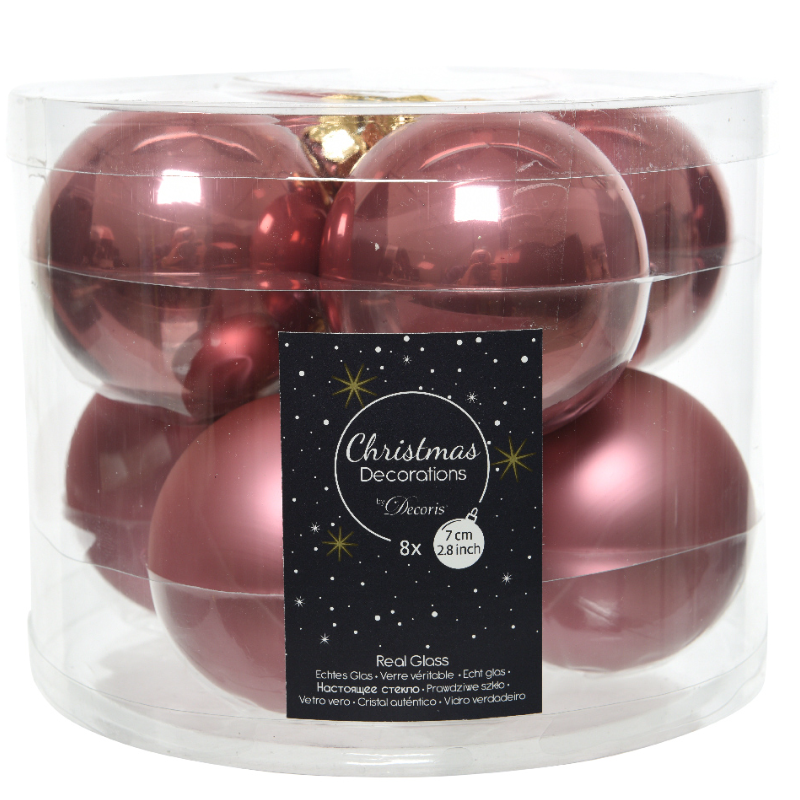 Տոնածառի ապակե խաղալիք, velvet pink, mix, 70մմ