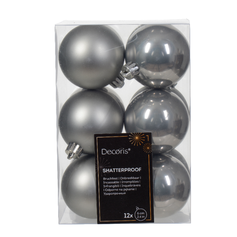 Տոնածառի խաղալիք, marble grey, 60մմ/Տուփ 12 հատ/