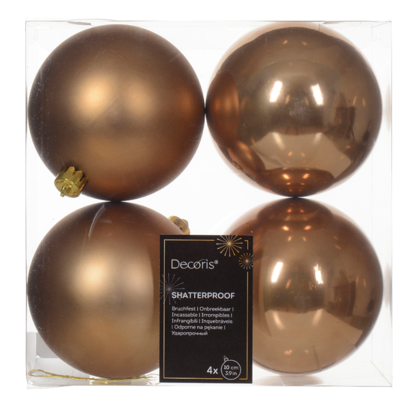 Տոնածառի խաղալիք, ginger brown, 100մմ/Տուփ 4 հատ/