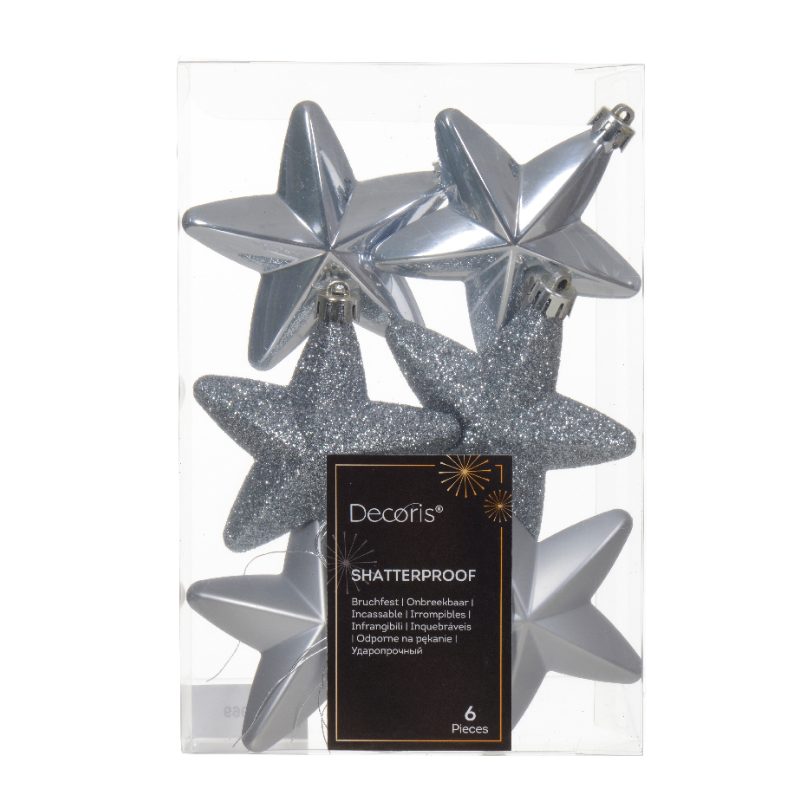 Տոնածառի խաղալիք աստղ, hazy blue, 7.5սմ/Տուփ 6 հատ/