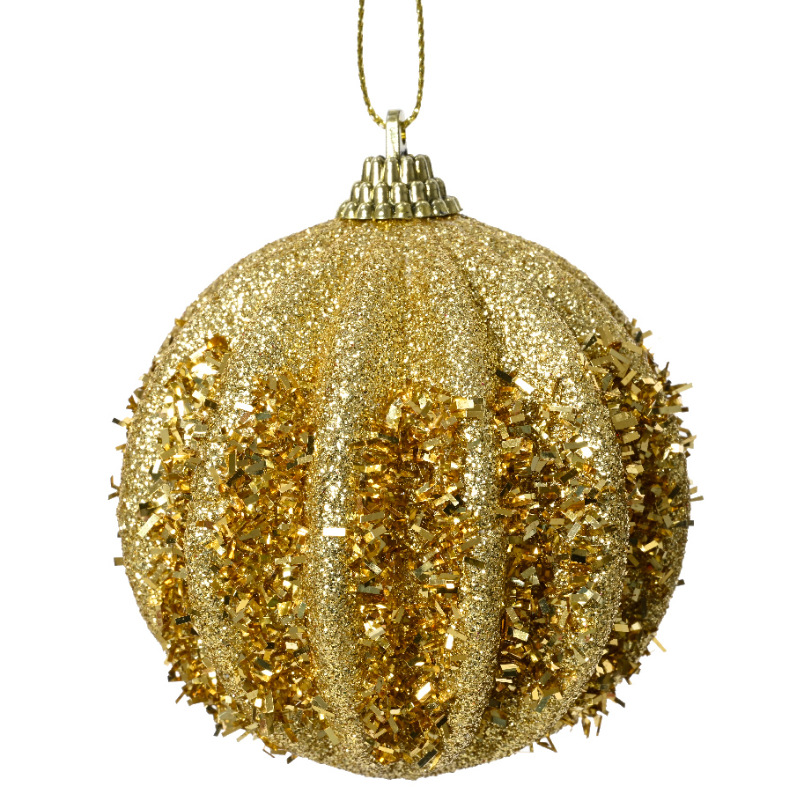 Տոնածառի  խաղալիք light gold, ոսկեգույն փայլերով, 80մմ/Տուփ 12 հատ/