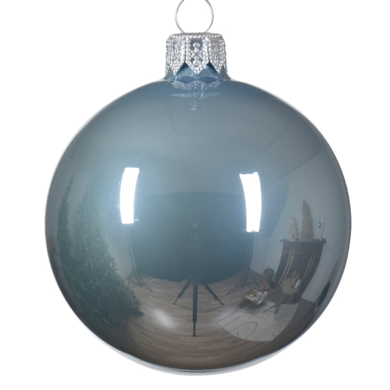 Տոնածառի ապակե խաղալիք փայլուն hazy blue, 60մմ/Տուփ 6 հատ/