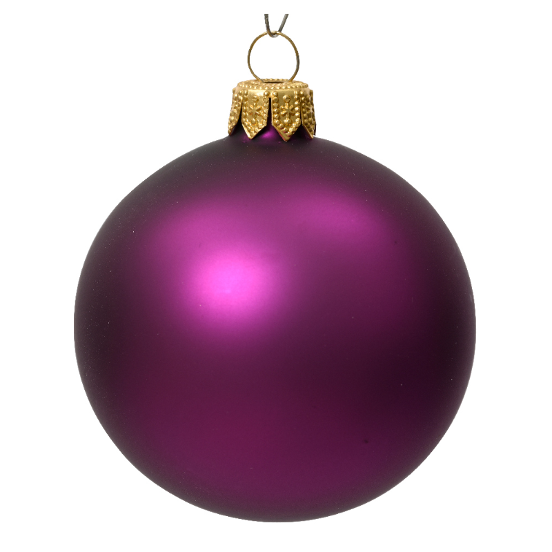 Տոնածառի ապակե խաղալիք անփայլ violet, 100մմ/Տուփ 4 հատ/