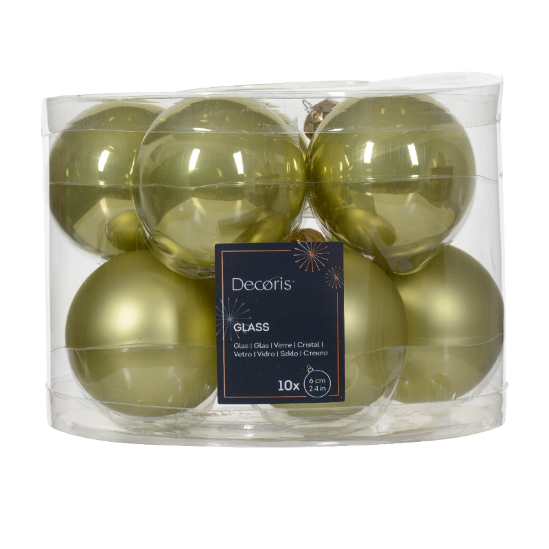 Տոնածառի ապակե խաղալիք, pistachio, 60մմ/Տուփ 10 հատ/