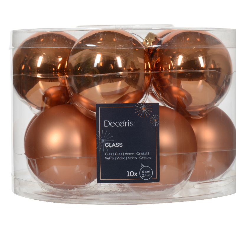 Տոնածառի ապակե խաղալիք, red copper, 60մմ/Տուփ 10 հատ/