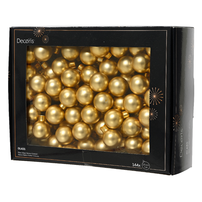 Տոնածառի խաղալիք, փնջով, անփայլ light gold, 25մմ տուփ 12 հատ