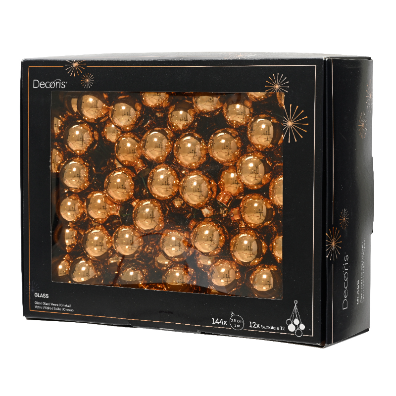 Տոնածառի խաղալիք, փնջով, փայլուն red copper, 25մմ /Տուփ 12 հատ/