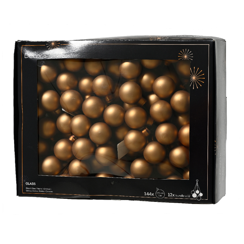 Տոնածառի խաղալիք, փնջով, անփայլ ginger brown, 25մմ /Տուփ 12 հատ/