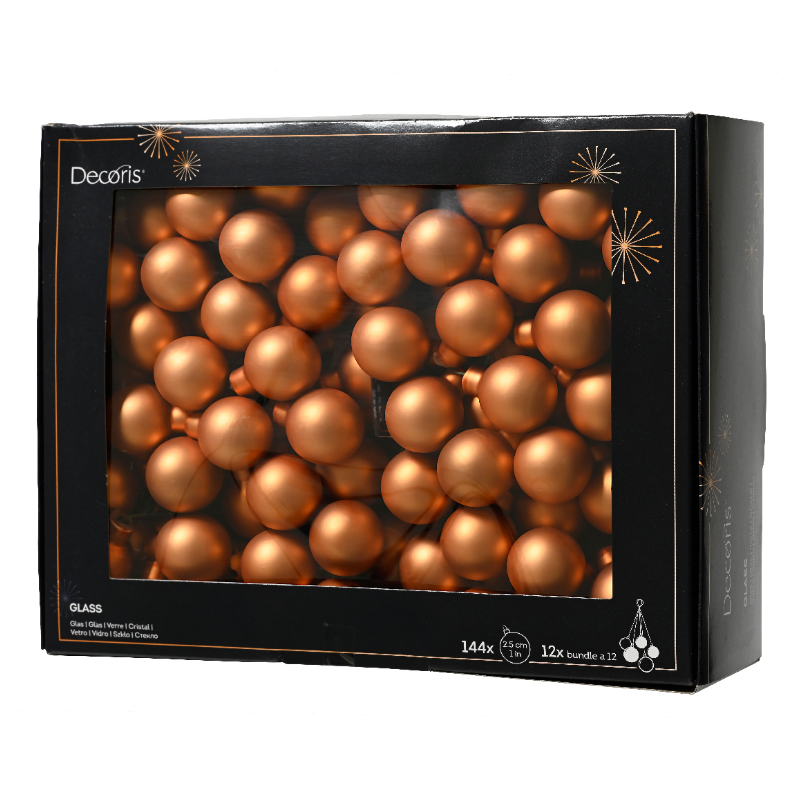 Տոնածառի խաղալիք, փնջով, անփայլ red copper, 25մմ /Տուփ 12 հատ/