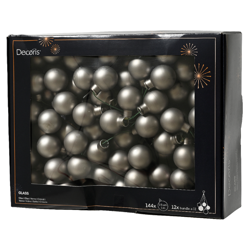 Տոնածառի խաղալիք, փնջով, անփայլ marble grey, 25մմ /Տուփ 12 հատ/