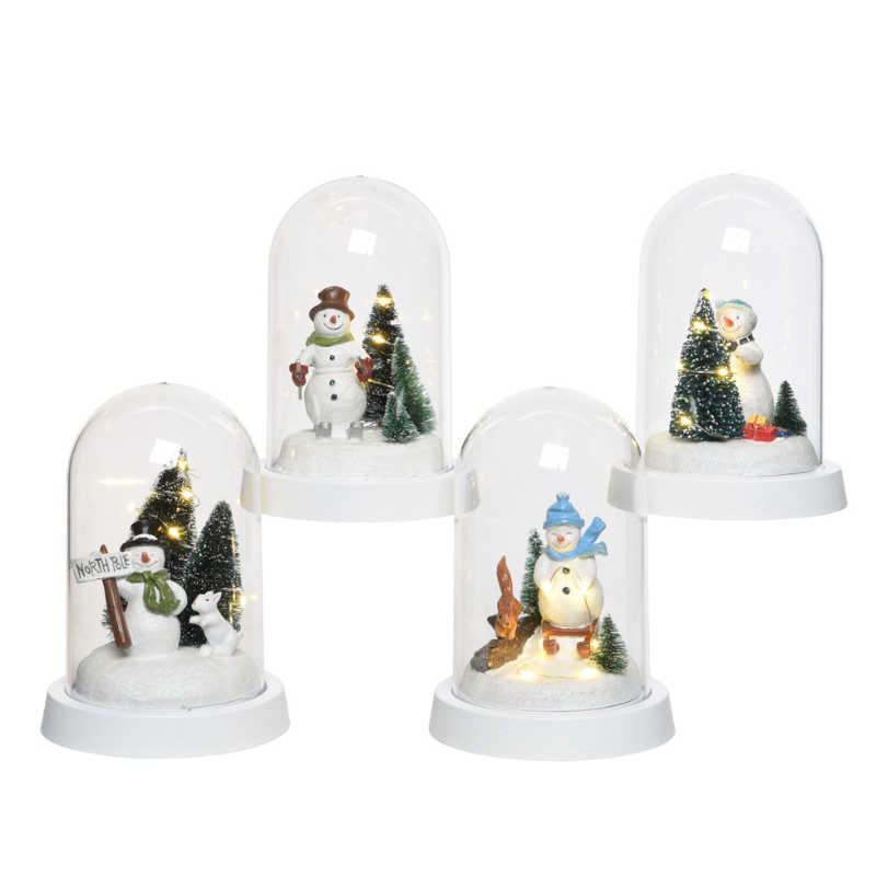 Ձնեմարդ ապակու մեջ, լույսով, 18.5սմ, 4 տես.