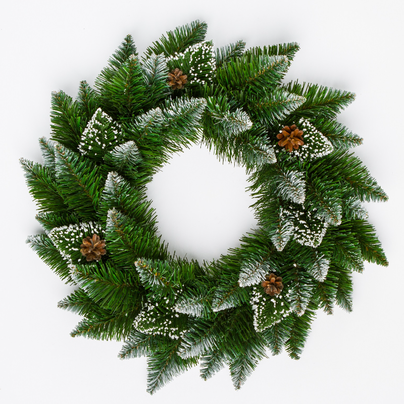 Ամանորյա օղակ, սպիտակ ծայրերով, DIAMOND PINE PVC, 60 սմ