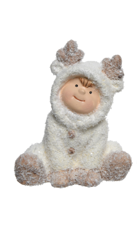 Արձան՝ նստած երեխաներ սպիտակ վերարկույով և եղջուրներով, 10սմ, 2 տես.