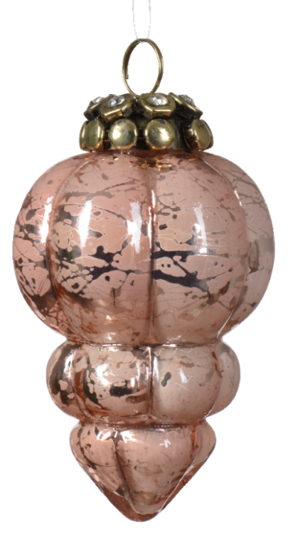 Տոնածառի ապակե խաղալիք վարդագույն/ոսկեգույն, 12սմ