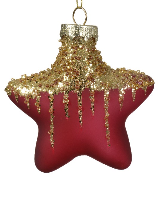 Տոնածառի ապակե խաղալիք, աստղ, oxblood, 10սմ/Տուփ 2 հատ/