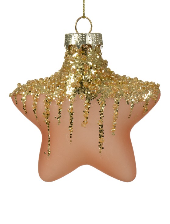 Տոնածառի ապակե խաղալիք, աստղ, red copper, 10սմ/Տուփ 2 հատ/